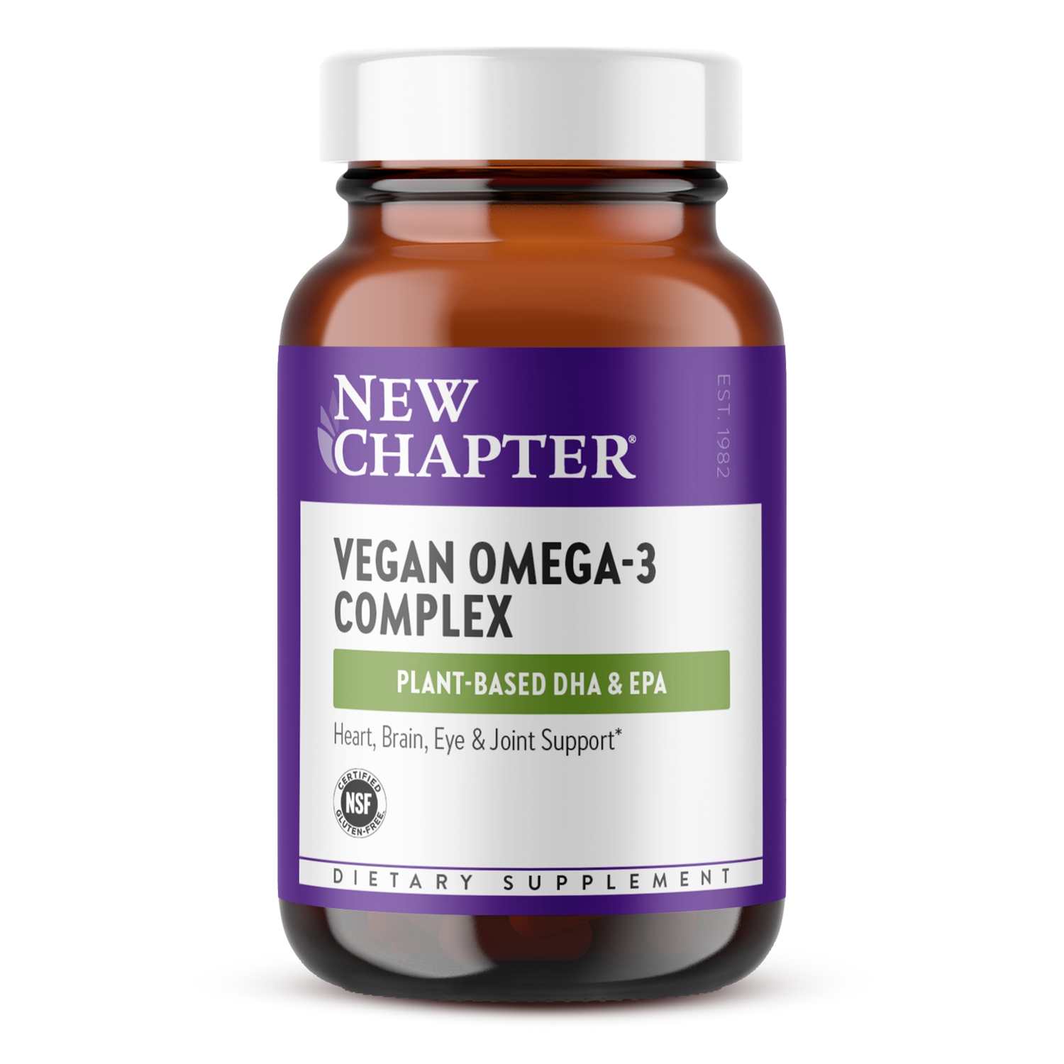 Bottle of New Chapter Vegan Omega 3 Complex supplement