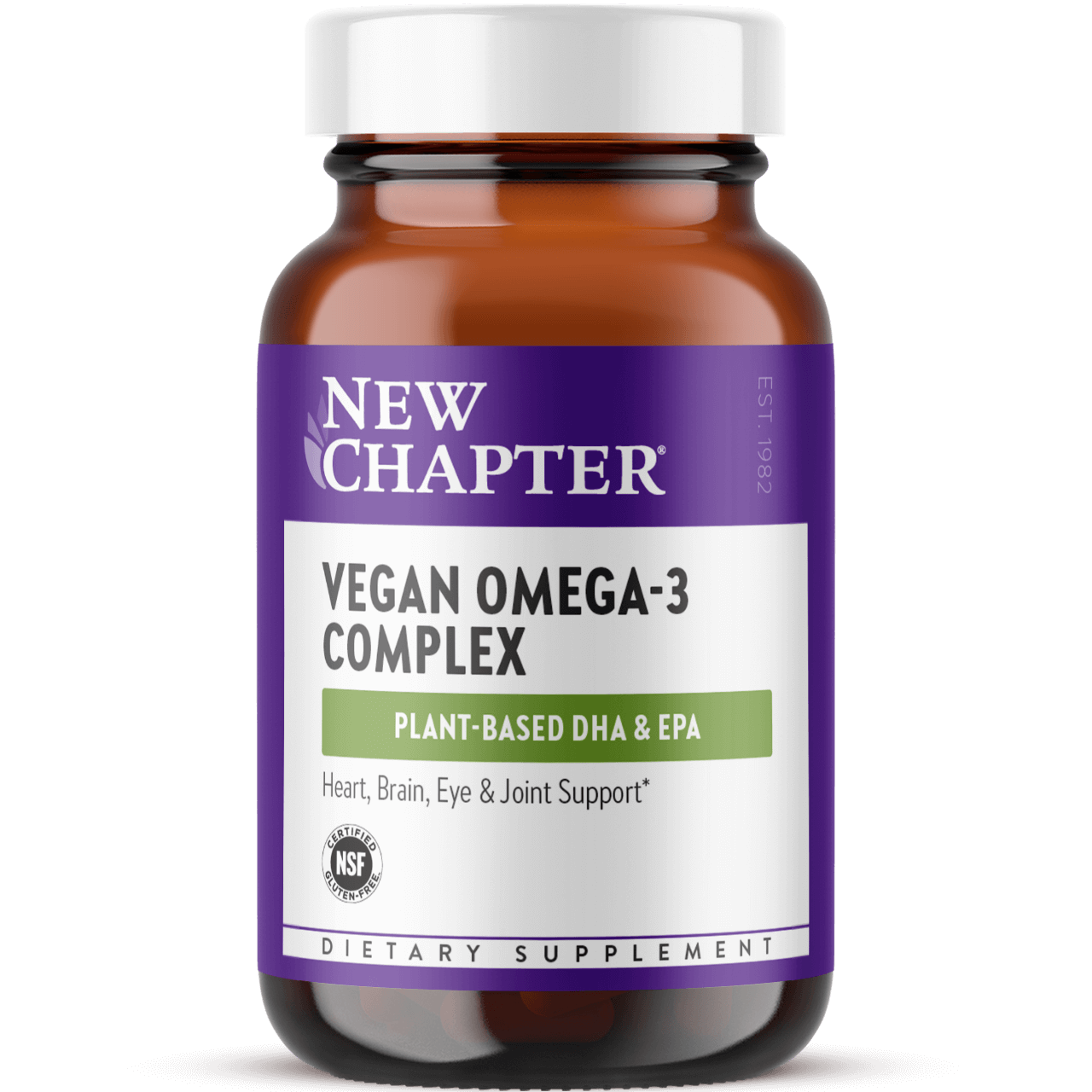 Bottle of New Chapter Vegan Omega 3 Complex supplement