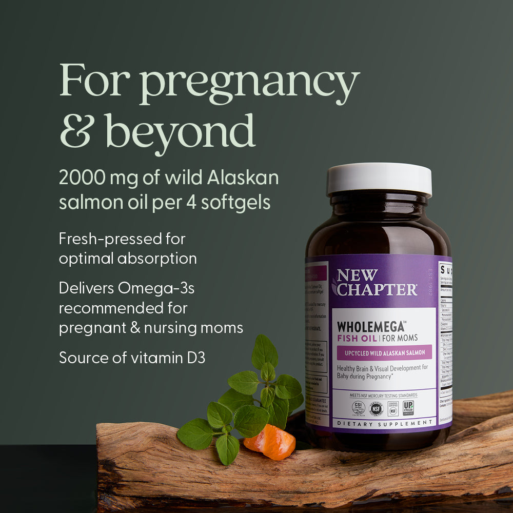 For pregnancy & beyond, 2000 mg of wild Alaskan salmon oil per 4 softgels