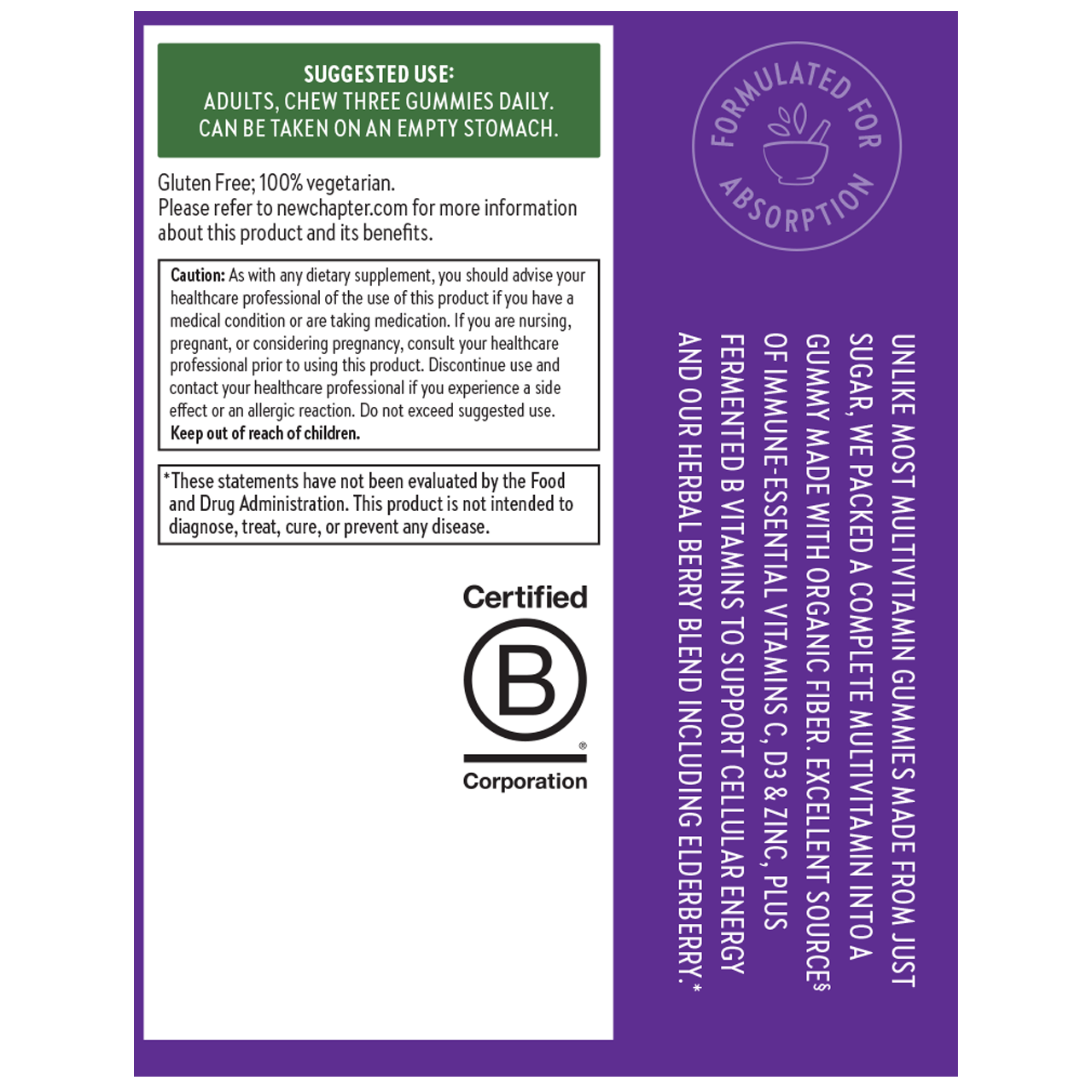 Suggested Use: Adults, chew 3 gummies daily, can be taken on an empty stomach