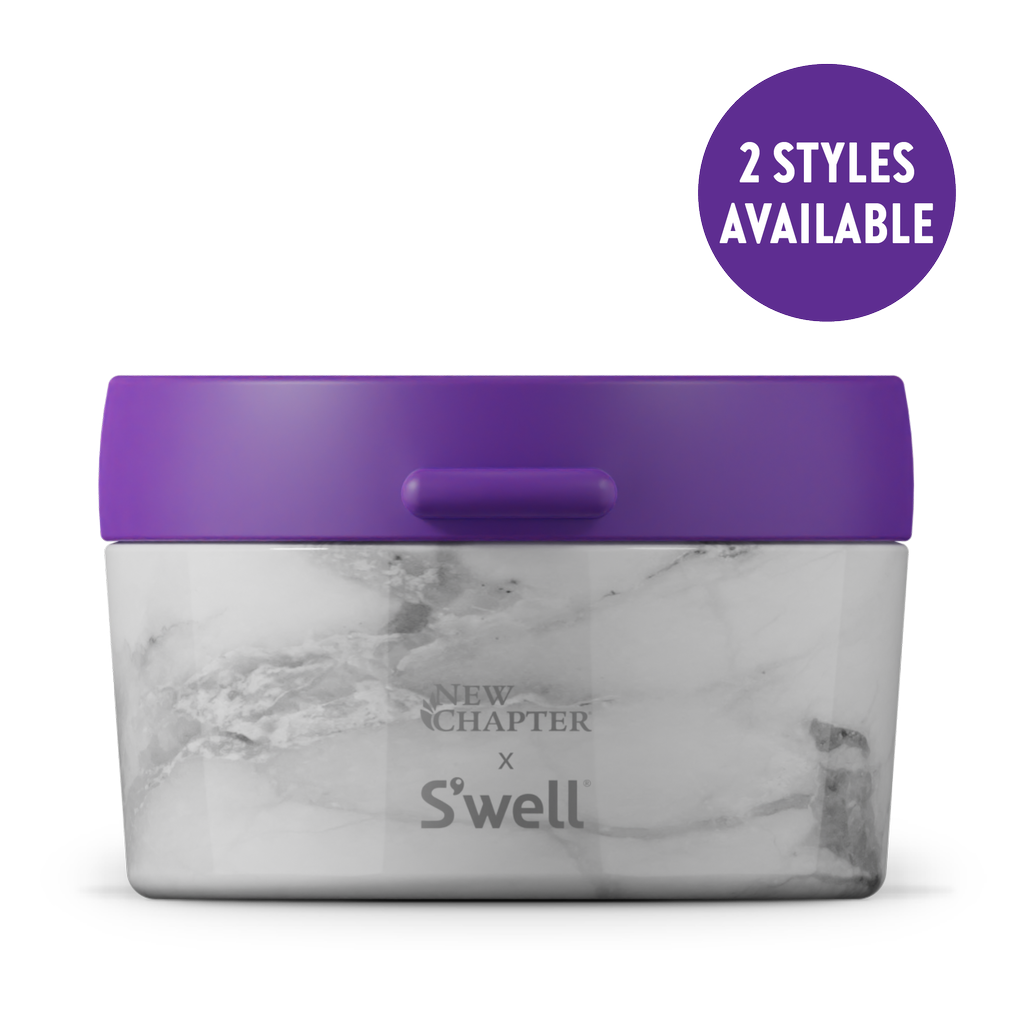 S’well x New Chapter Vitamin Organizer with silicone purple top