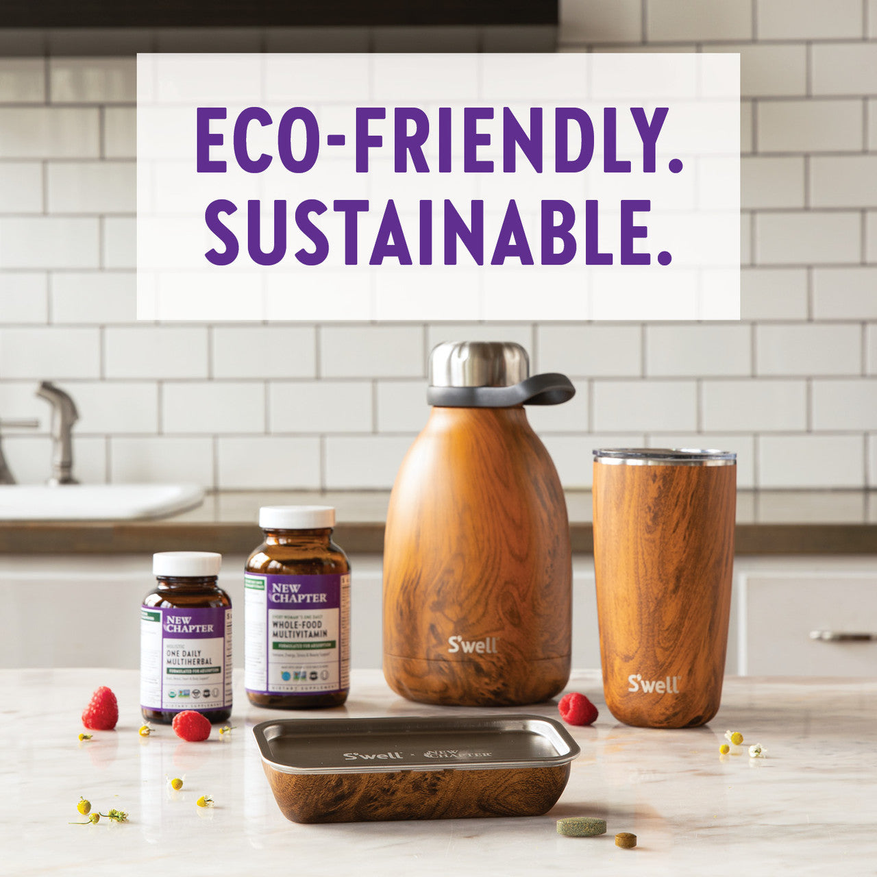 S’well x New Chapter Vitamin Case – Teakwood
