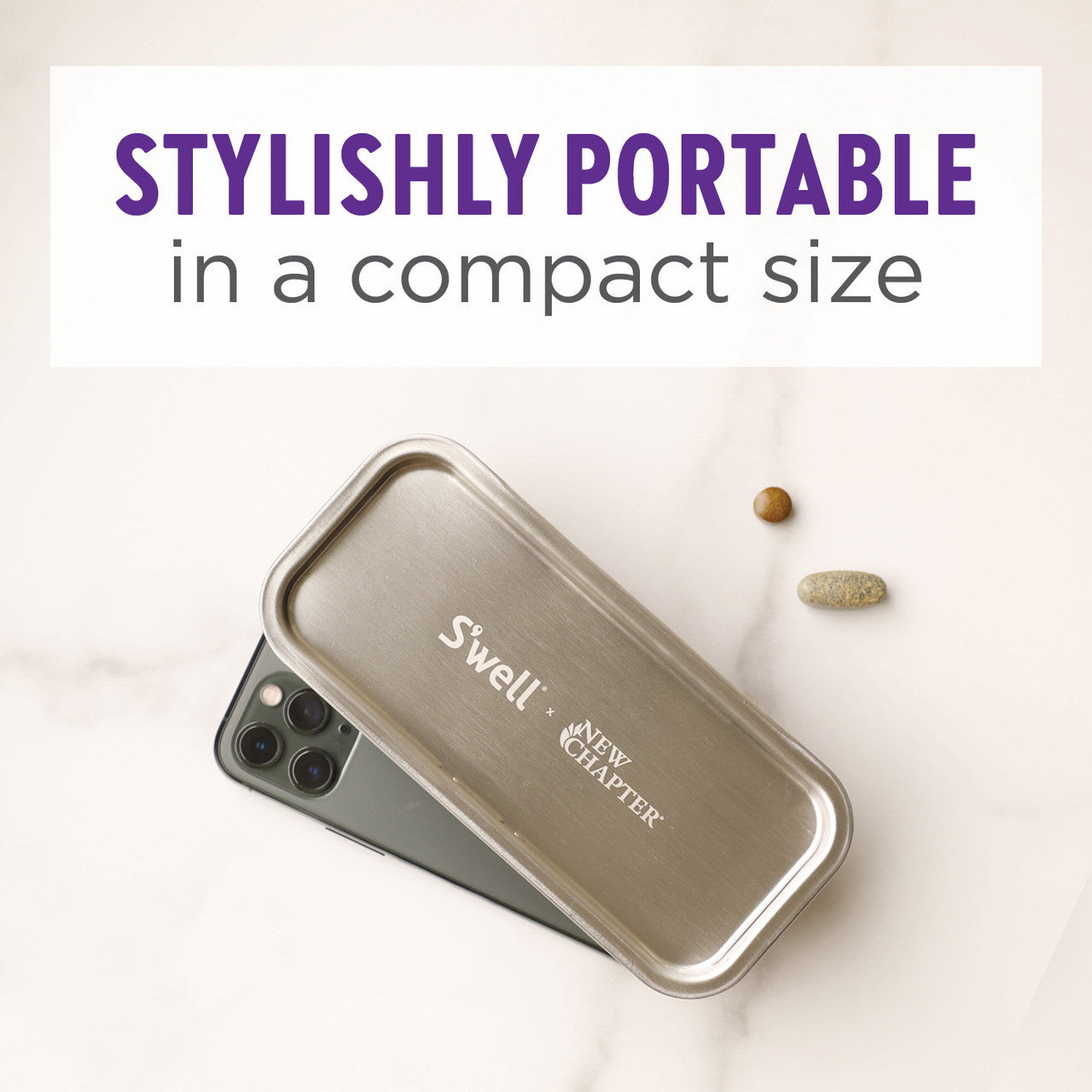 S’well x New Chapter Vitamin Case – Blonde Wood