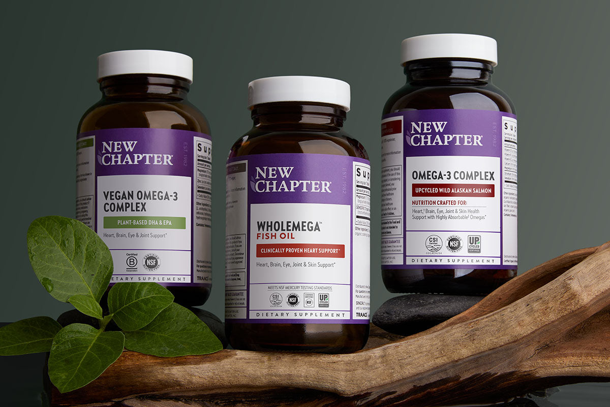 New Chapter Vegan Omega-3 Complex, New Chapter Wholemega Fish Oil, Omega-3 Complex