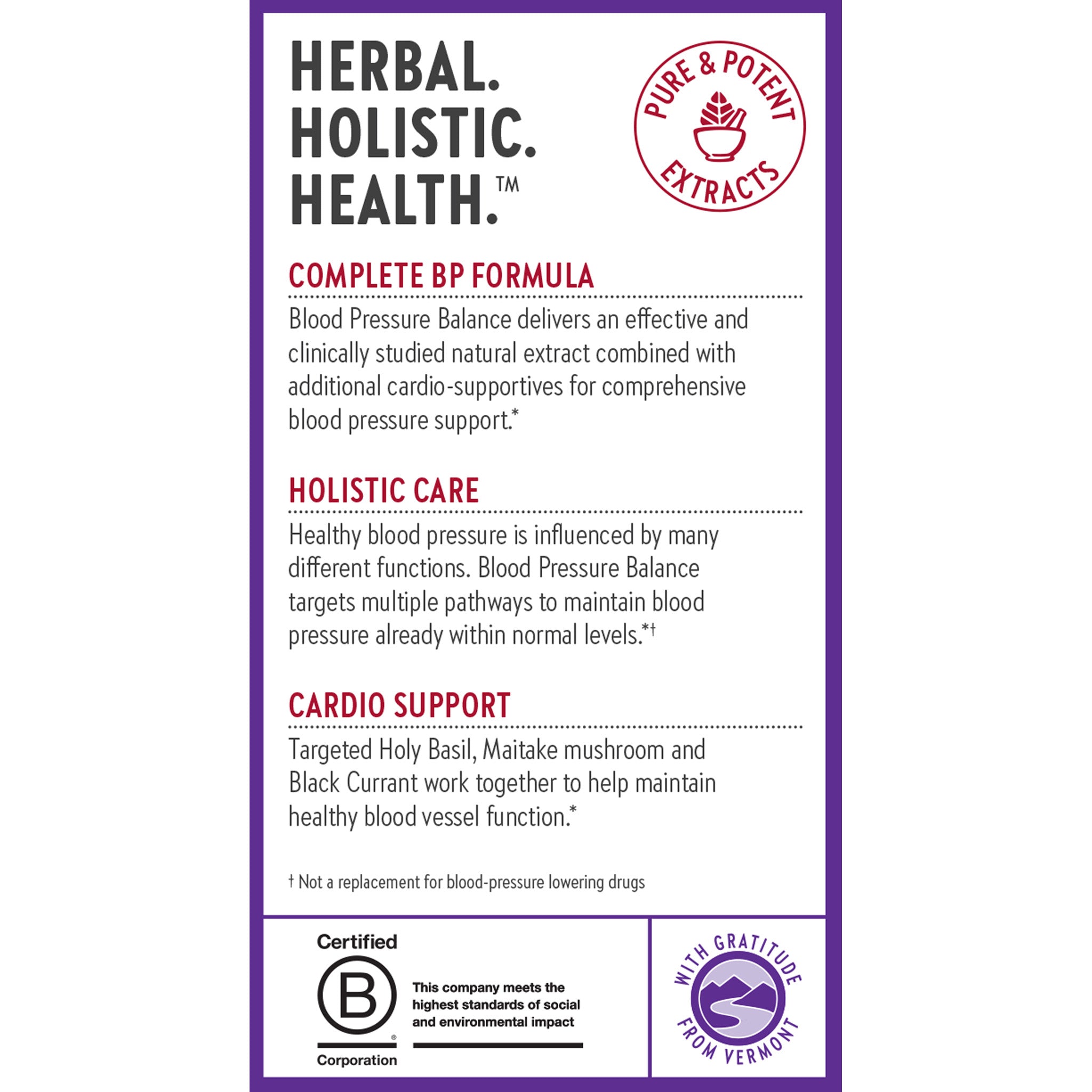 Herbal. Holistic. Health. Complete BP Formula, Holistic Care, Cardio Support