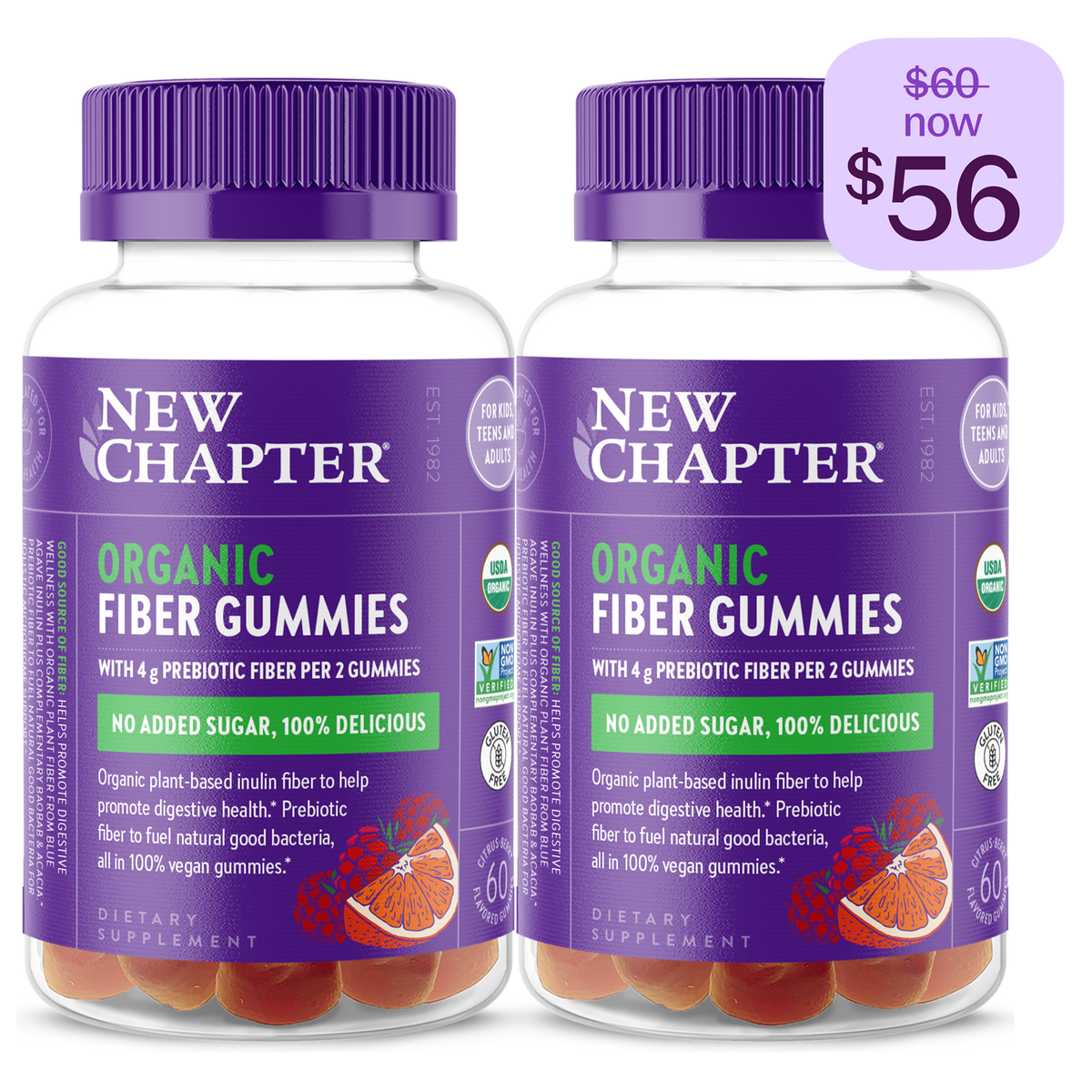 New Chapter Organic Fiber Gummies 2-Pack Was $60 - now $56