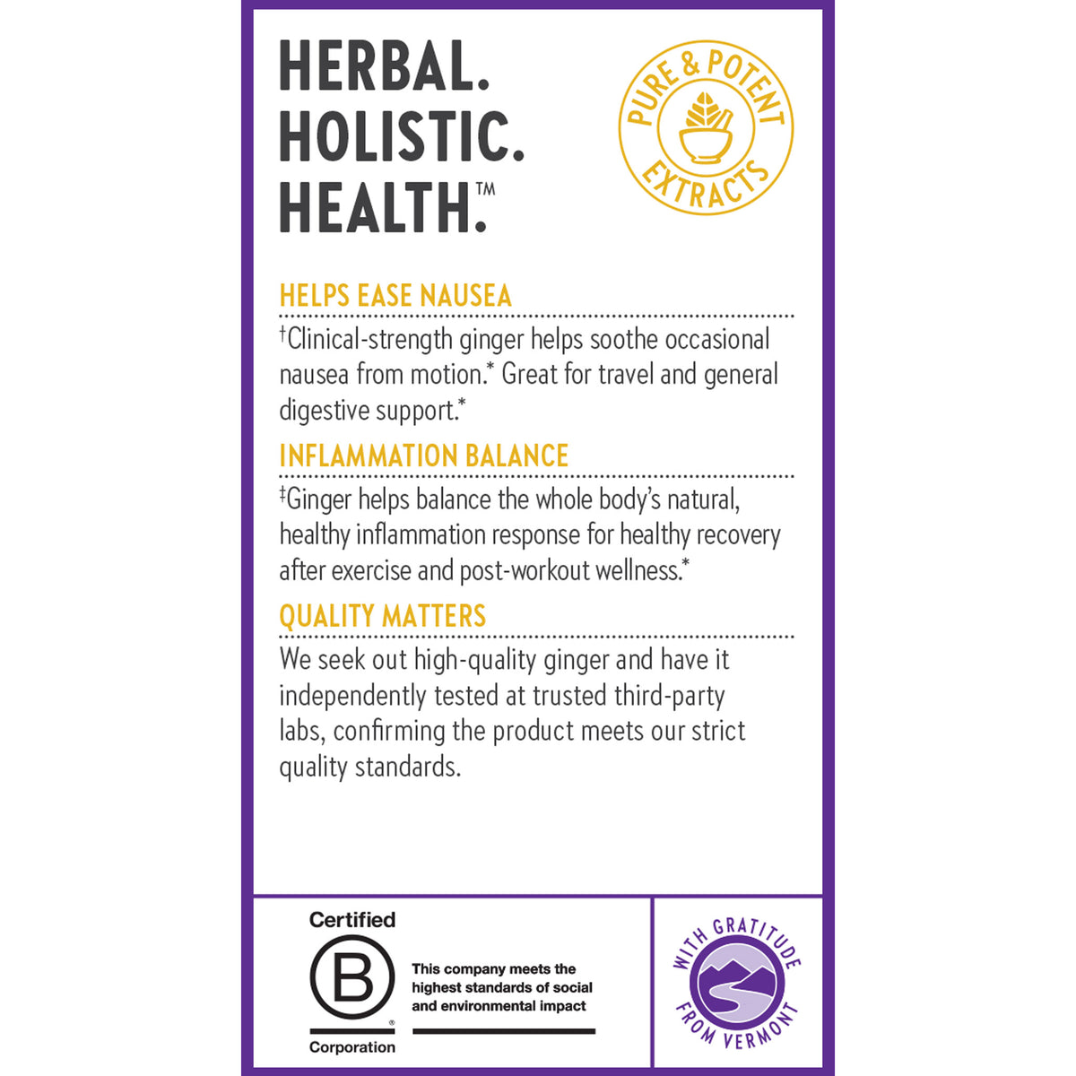 Herbal. Holistic. health. Helps ease Nausea, Inflammation Balance & Quality Matters