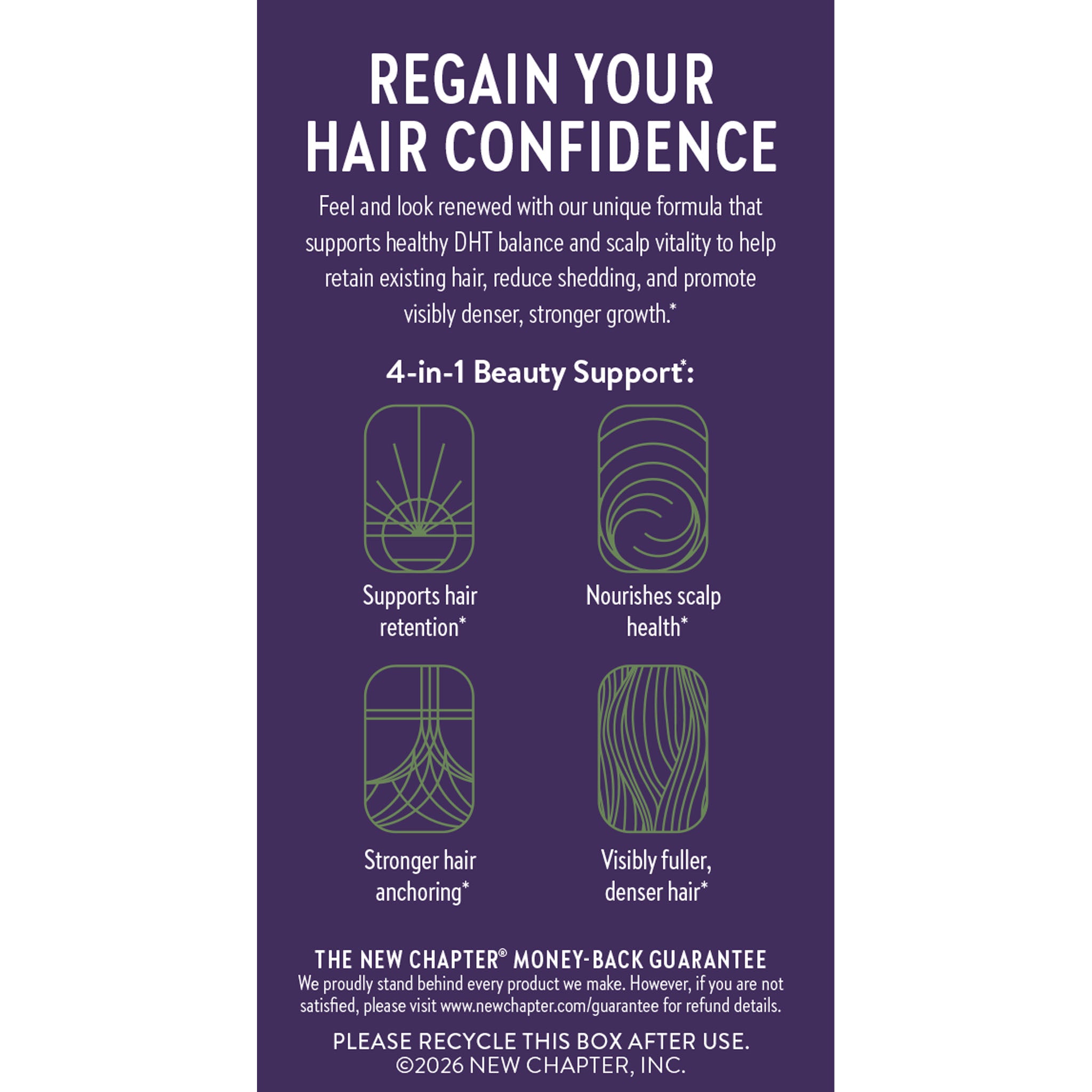 Regain your Hair Confidence 4-in-1 Beauty Support: Supports hair retention* Nourishes scalp health*, Stronger hair anchoring* Visibly fuller denser hair