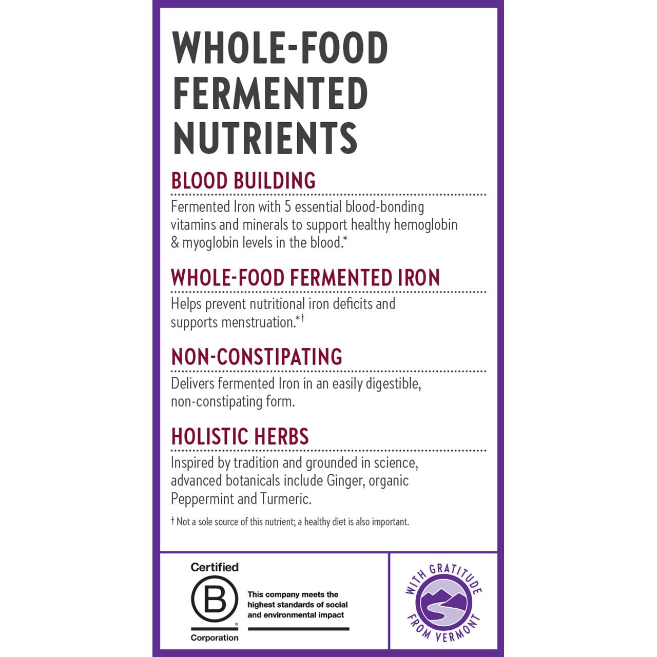 Whole-Food Fermented Nutrients, Blood Building, Whole-Food Fermented iron, Non-Constipating, Holistic Herbs