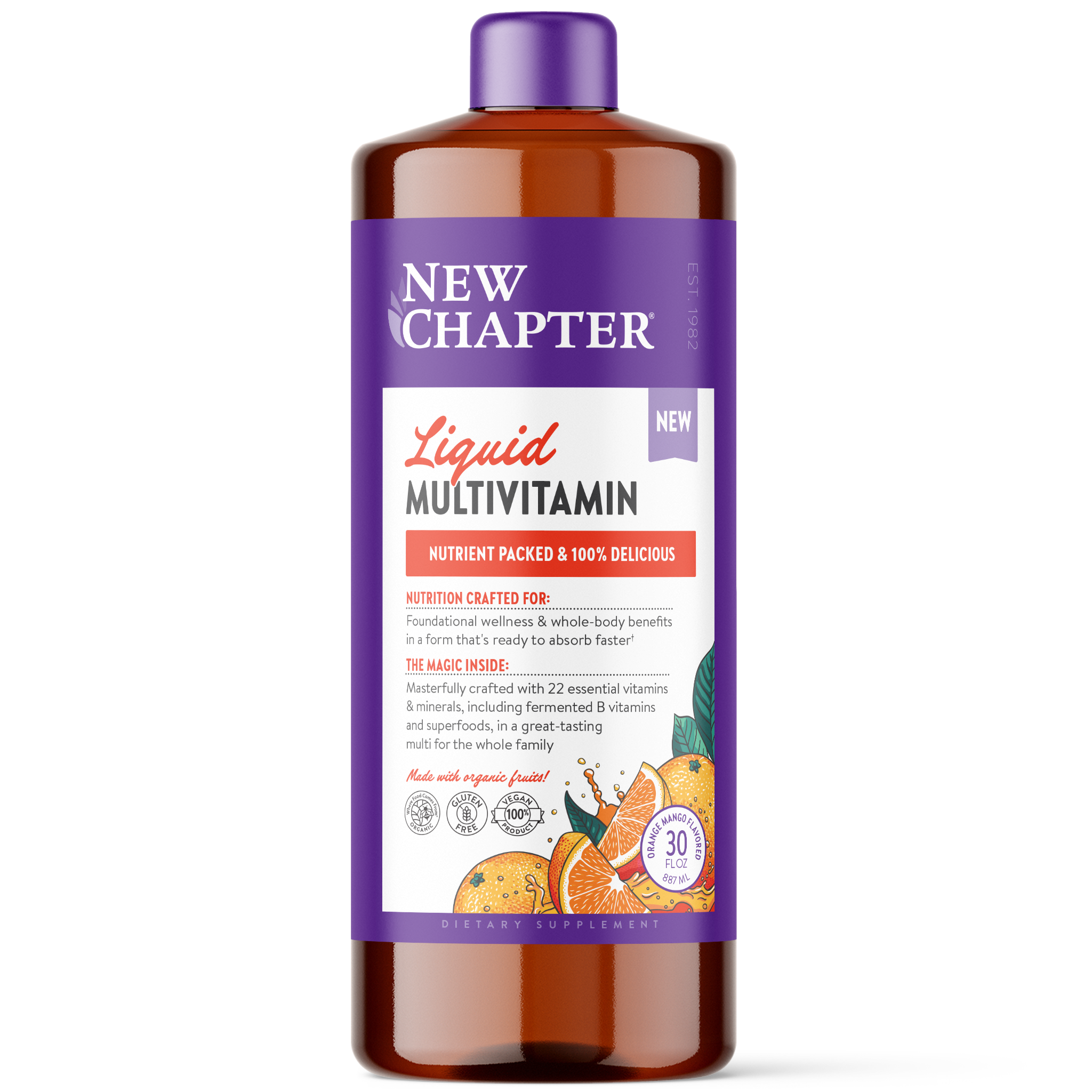 New Chapter Liquid Multivitamin Orange Mango bottle 