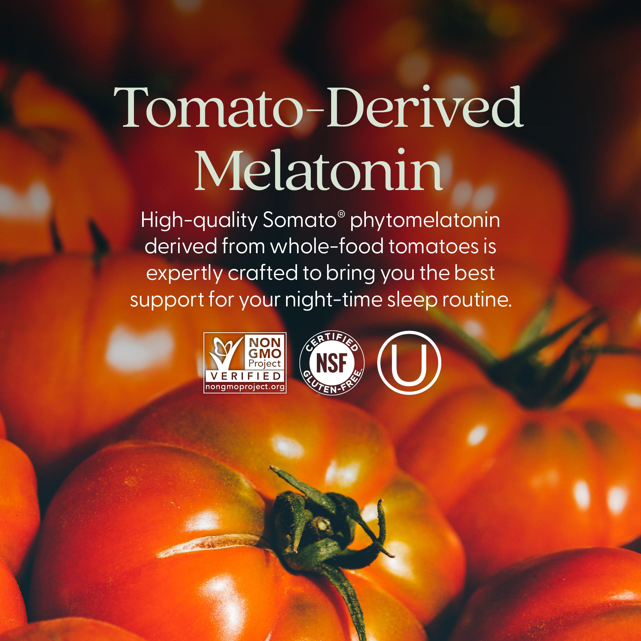 Tomato-Derived Melatonin - Non-GMO Verified, NSF Certified Gluten Free, Kosher Certified 