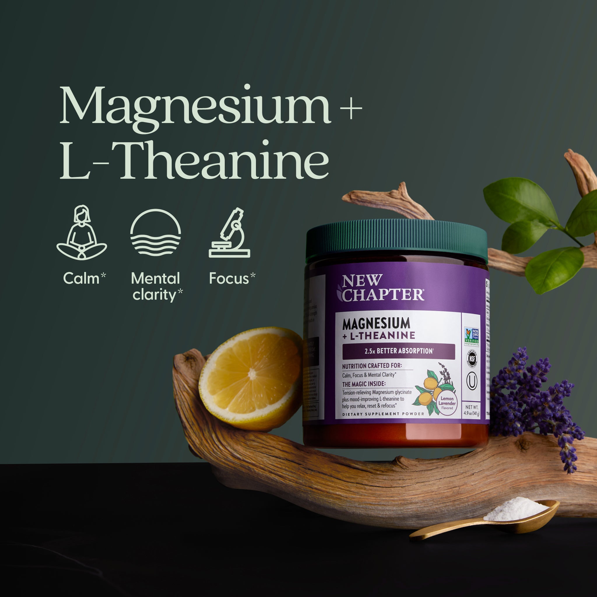 Magnesium + L-Theanine, Calm, Mental clarity, Focus 