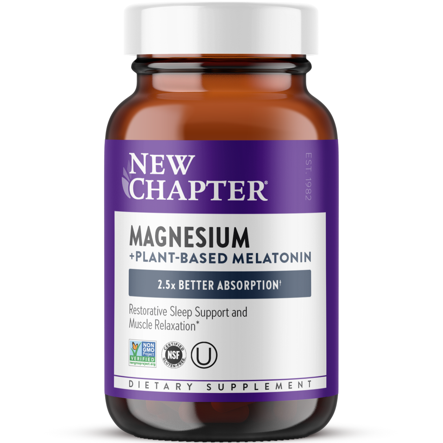 Magnesium + Plant-Based Melatonin Bottle