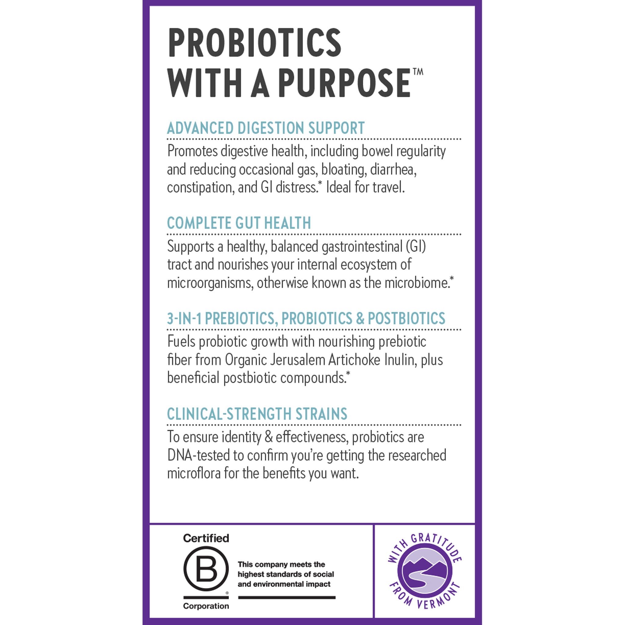 Probiotics with Purpose, Advanced Digestion Support, Complete Gut Health, 3-IN-1 Prebiotics, Probiotics and Postbiotics, Clinical-Strength Strains