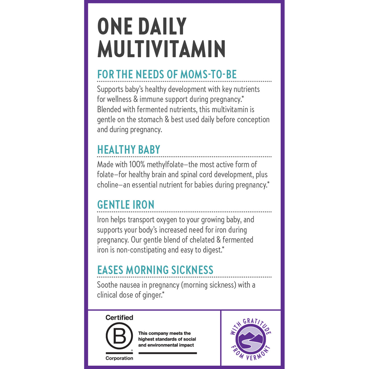 One Daily Multivitamin, For the Needs of Moms-to-Be, Healthy Baby, Gentle Iron Eases Morning Sickness