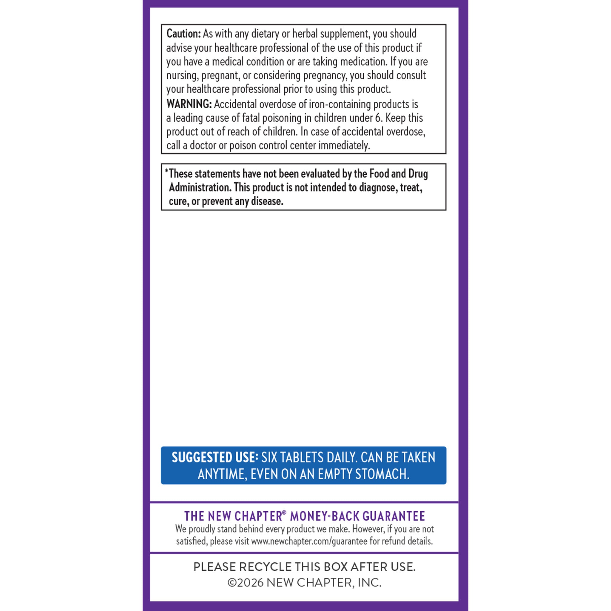 Caution, Warnings & Suggested Use