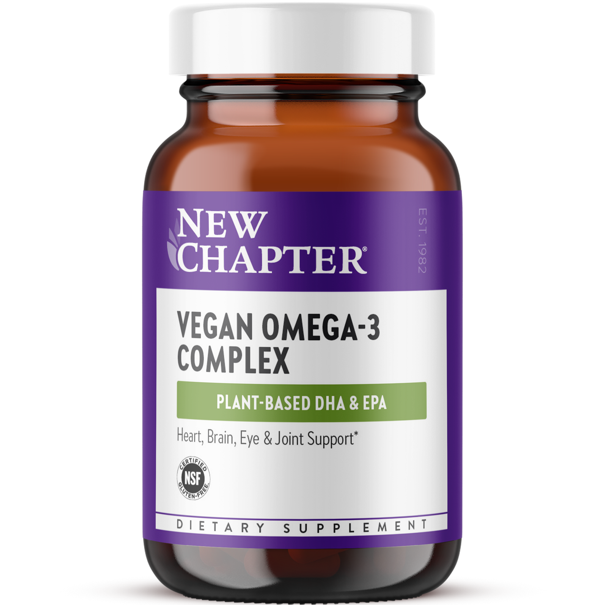 Bottle of New Chapter Vegan Omega 3 Complex supplement