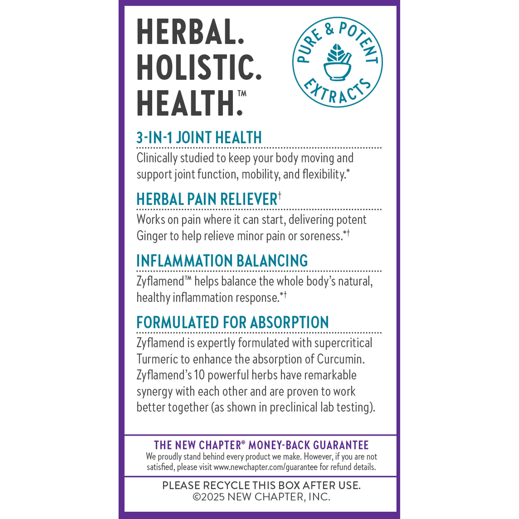 3-in-1 joint health. herbal pain reliever, inflammation balancing, formulated for absorption